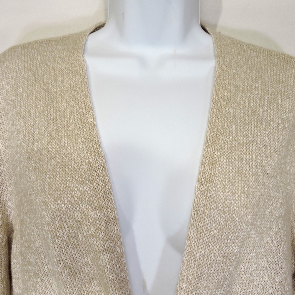 THEORY ⚜ WOMEN'S BEIGE CASHMERE/LINEN FASHION CARDIGAN - Picture 2 of 4